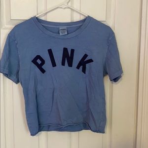 Pink Nation blue crop top